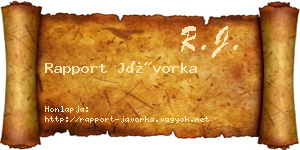 Rapport Jávorka névjegykártya